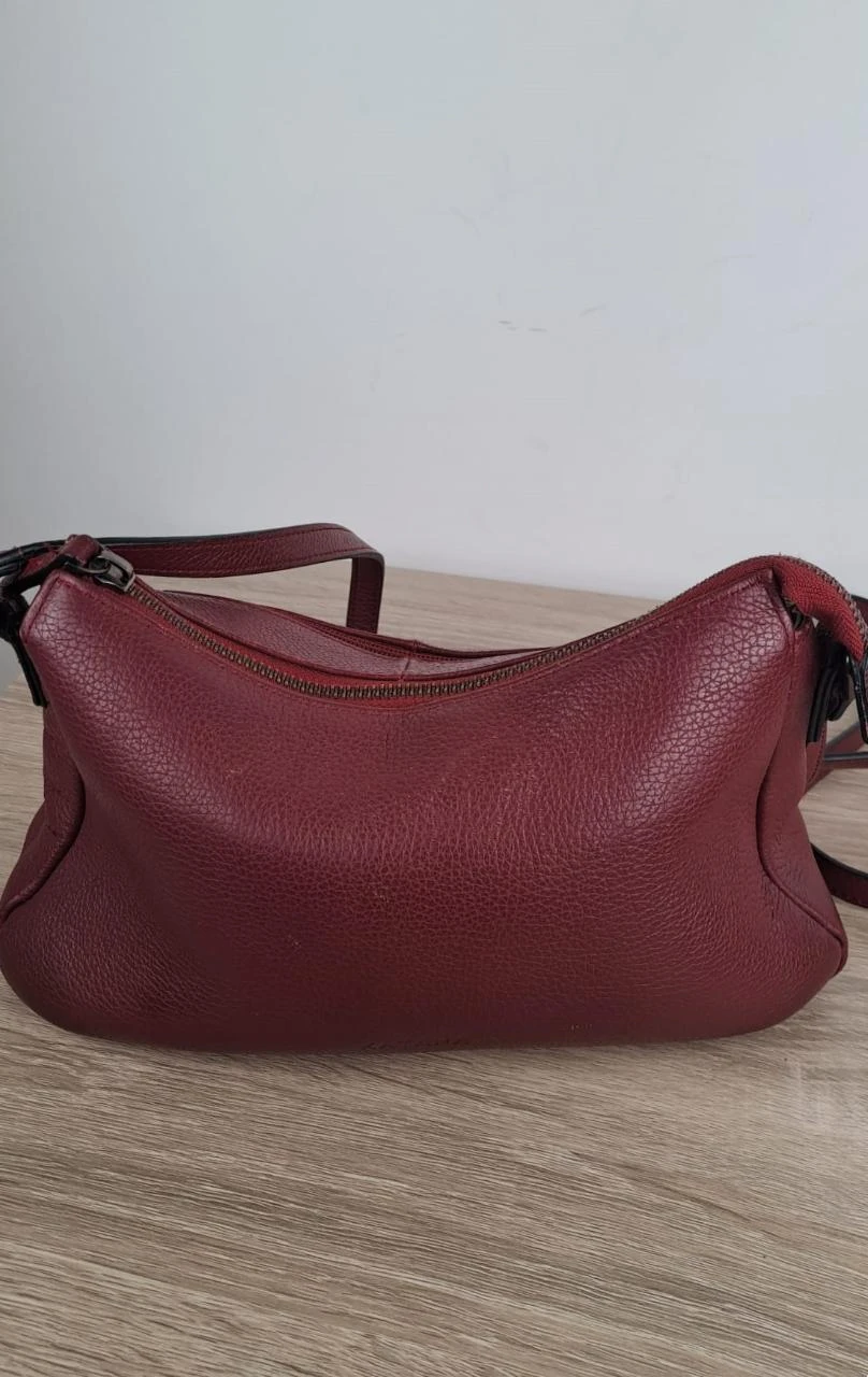 Vintage Katana Burgundy Women's Grained Leather Multi-Pocket Crossbody Bag / 182R – photo 3
